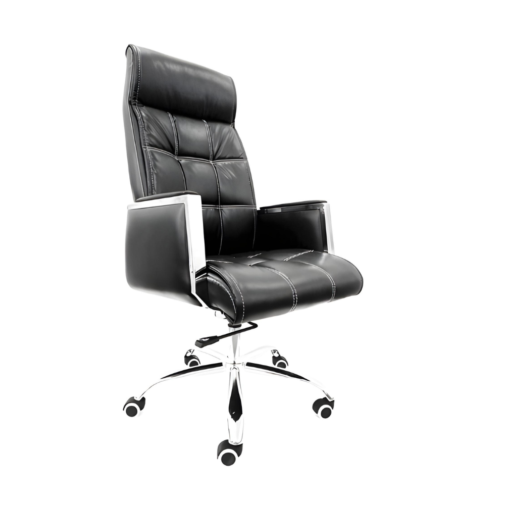 Square Black Leather Manager Chair - كرسي مدير جلد