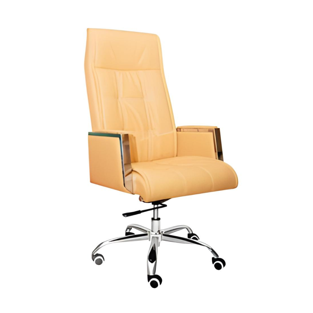 Square Light Orange Leather Manager Chair - كرسي مدير جلد