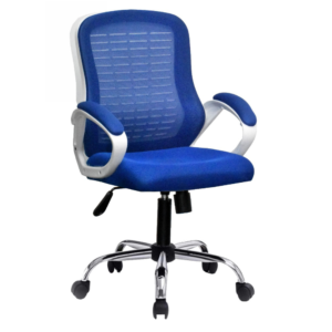 909 - B White Frame Blue Mesh Chair - كرسي مكتب