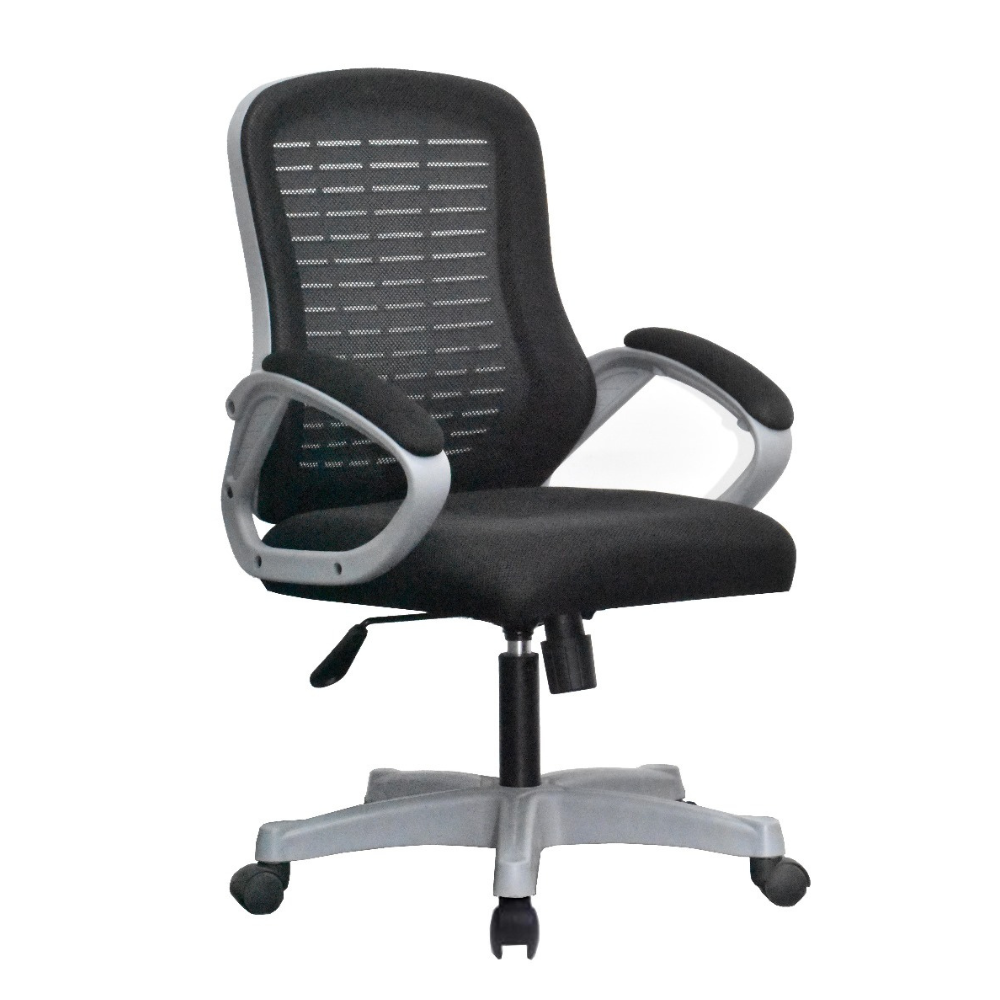 909 - B Silver Frame Black Mesh Office Chair - كرسي مكتب